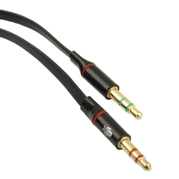 3.5mm female to 3.5mm Male Microphone Jack + 3.5mm Male Earphone Jack Adapter Cable (Black) - Image 4
