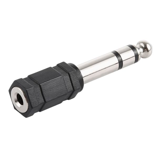 6.35mm Male to 3.5mm Stereo Jack Adaptor Socket Adapter (Black)