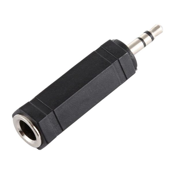 3.5mm Plug to 6.35mm Stereo Jack Adaptor Socket Adapter (Black) - Image 2