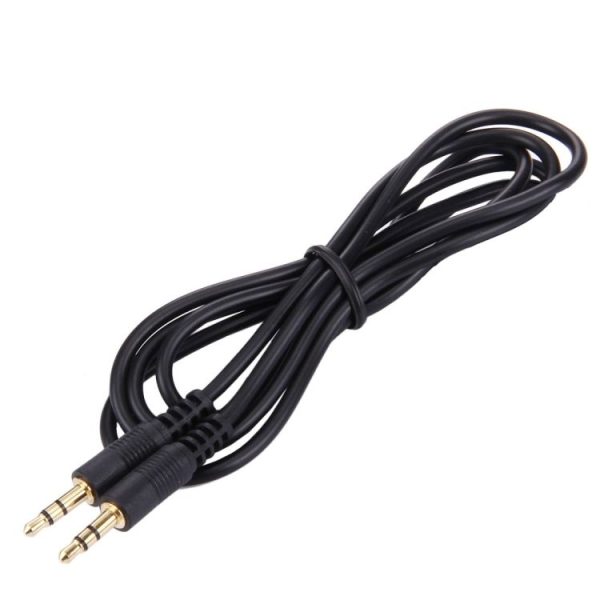 1m 3.5mm Male to 3.5mm Male Plug Stereo Audio Aux Cable (Black + Gold Plated Connector) - Image 3