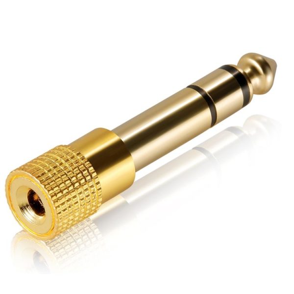 Gold Plated 6.35mm Male to 3.5mm Stereo Jack Adaptor Socket Adapter - Image 2