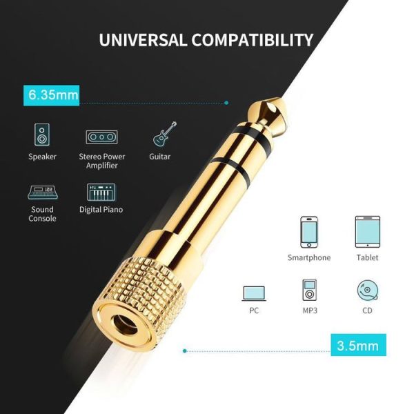 Gold Plated 6.35mm Male to 3.5mm Stereo Jack Adaptor Socket Adapter - Image 5