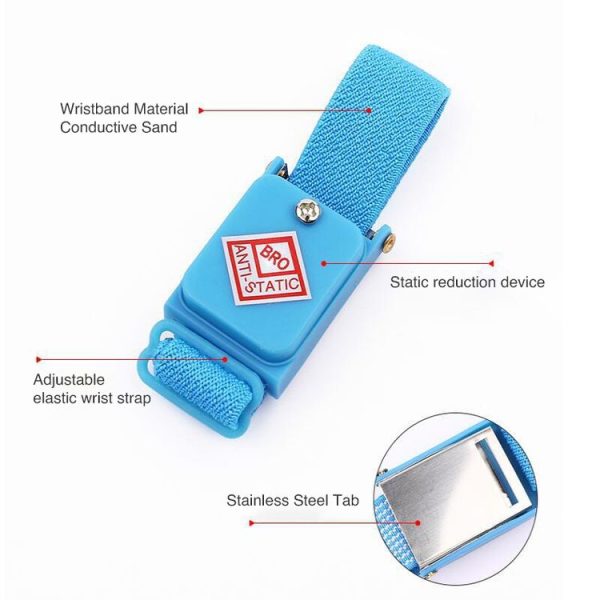 Wireless Anti Static ESD Discharge Cable Band Wrist Strap (Baby Blue) - Image 3