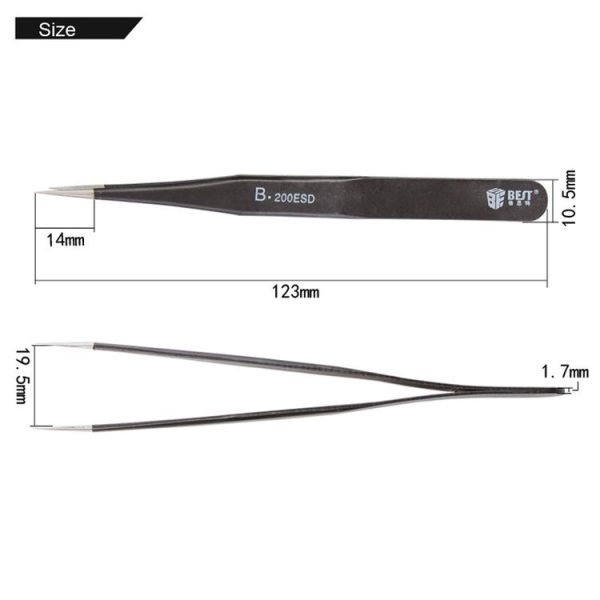 BEST BST-200ESD 202 Stainless Steel Anti-static Tip Tweezers - Image 3