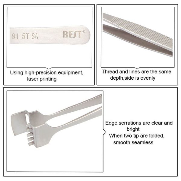 BEST BST-91-5T SA Professional Stainless Steel Wafer Tweezers for Silicon Wafer - Image 6