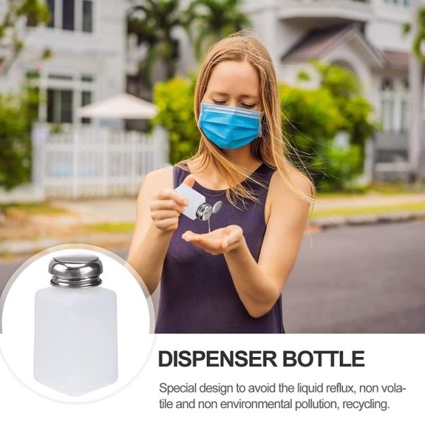 100ml Push Down Alcohol and Liquid Container Bottle (White) - Image 6
