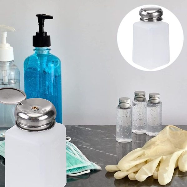 200ml Push Down Alcohol and Liquid Container Bottle (White) - Image 5