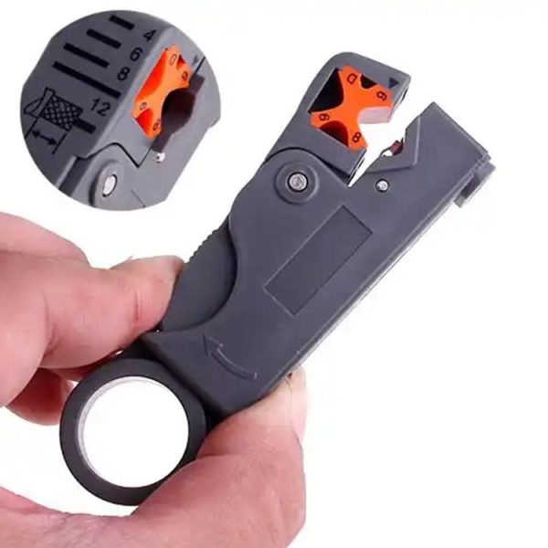 Rotary Coaxial Cable Wire Stripping Stripper Cutter Stripper for RG-59 / 6 / 58 Network Tool Computer Networking (Grey) - Image 4