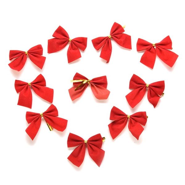 12 PCS Christmas Decoration Ornaments Bowknot Back Golden Twist Tie, Height: 6cm (12pcs in one packaging, the price is for 12pcs) (Red) - Image 2