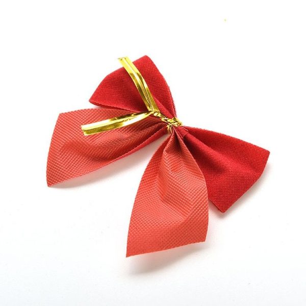 12 PCS Christmas Decoration Ornaments Bowknot Back Golden Twist Tie, Height: 6cm (12pcs in one packaging, the price is for 12pcs) (Red) - Image 3