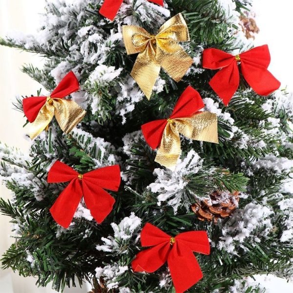 12 PCS Christmas Decoration Ornaments Bowknot Back Golden Twist Tie, Height: 6cm (12pcs in one packaging, the price is for 12pcs) (Red) - Image 5