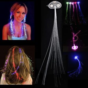 4pcs Cool Color Change Flashing Braid Luminous Pigtail Hair Clips LED Light Fiber for KTV / Bars / Clubs / Christmas Activities (Random Color Delivery) (Transparent)