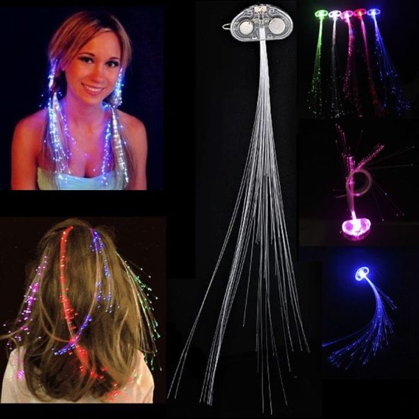 4pcs Cool Color Change Flashing Braid Luminous Pigtail Hair Clips LED Light Fiber for KTV / Bars / Clubs / Christmas Activities (Random Color Delivery) (Transparent) - Image 2