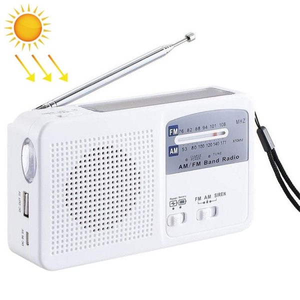 Multi-function Portable Solar / Cranked Dynamo Power LED Flashlight with AM / FM Radio & Mobile Phone Charger