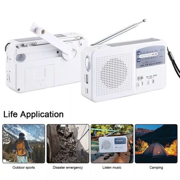 Multi-function Portable Solar / Cranked Dynamo Power LED Flashlight with AM / FM Radio & Mobile Phone Charger - Image 4