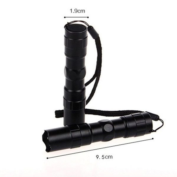3W LED Mini Flashlight Light Torch Lamp with Strap (Black) - Image 2