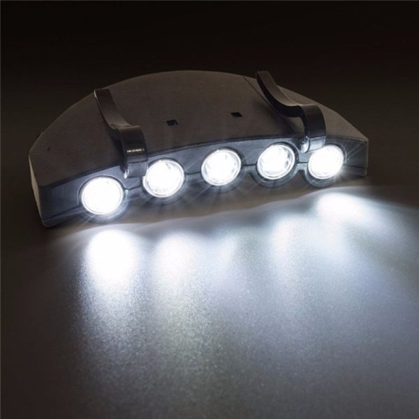 Head Light Lamp Cap Torch Bulb, 5 LED White Light, for Outdoor Fishing Camping Hunting (Black) - Image 7