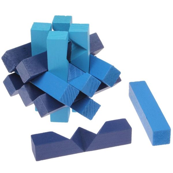 Intelligence Wooden Pull-Apart IQ Puzzle Magic Cube Toy (Blue) - Image 4