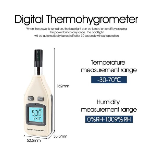 BENETECH GM1362 1.45 Inch Screen Digital Humidity & Temperature Meter (White) - Image 3