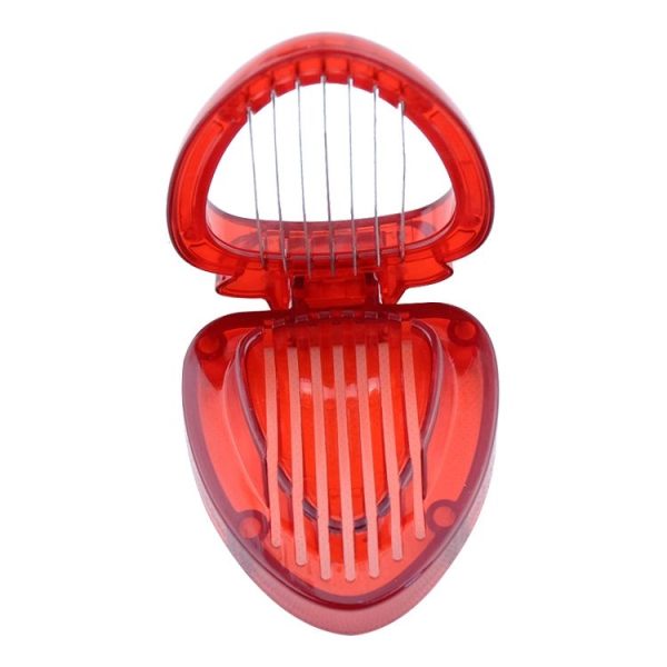 Kitchen Tool Plastic Strawberry Slicer Fruit Knife with Stainless Steel Blade (Red) - Image 2