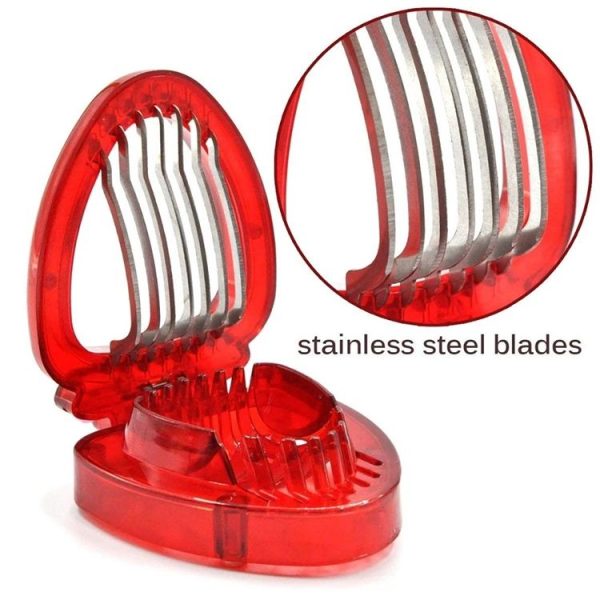 Kitchen Tool Plastic Strawberry Slicer Fruit Knife with Stainless Steel Blade (Red) - Image 4