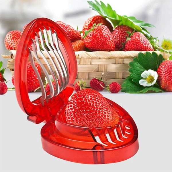 Kitchen Tool Plastic Strawberry Slicer Fruit Knife with Stainless Steel Blade (Red) - Image 6