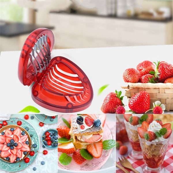 Kitchen Tool Plastic Strawberry Slicer Fruit Knife with Stainless Steel Blade (Red) - Image 7