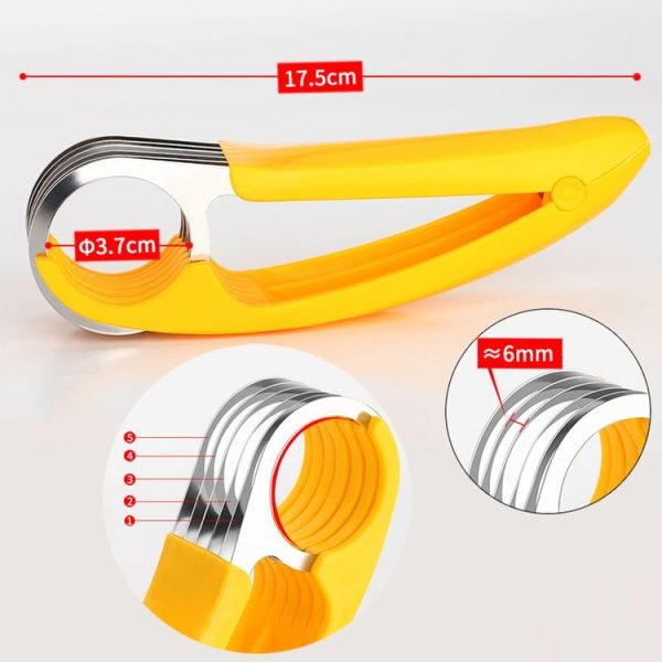 Kitchen Tool Banana Slicer Cutter Chopper for Fruit Salad (Yellow) - Image 2