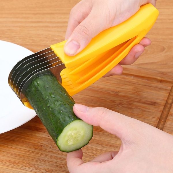 Kitchen Tool Banana Slicer Cutter Chopper for Fruit Salad (Yellow) - Image 4