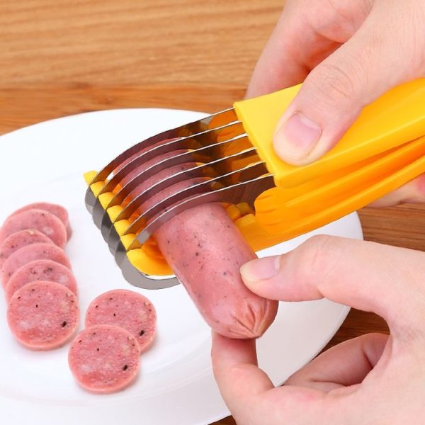 Kitchen Tool Banana Slicer Cutter Chopper for Fruit Salad (Yellow) - Image 5