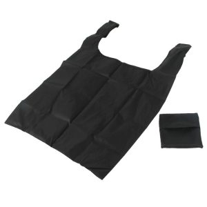 Ripstop Nylon Reusable Grocery Shopping Bag Foldable Travel Pouch (Black)