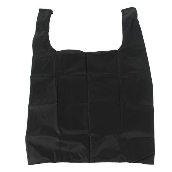 Ripstop Nylon Reusable Grocery Shopping Bag Foldable Travel Pouch (Black) - Image 2