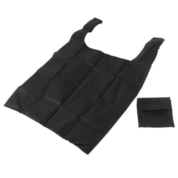 Ripstop Nylon Reusable Grocery Shopping Bag Foldable Travel Pouch (Black) - Image 3
