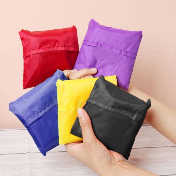 Ripstop Nylon Reusable Grocery Shopping Bag Foldable Travel Pouch (Black) - Image 6