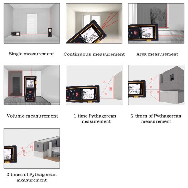 CP-100S Digital Handheld Laser Distance Meter, Max Measuring Distance: 100m - Image 8