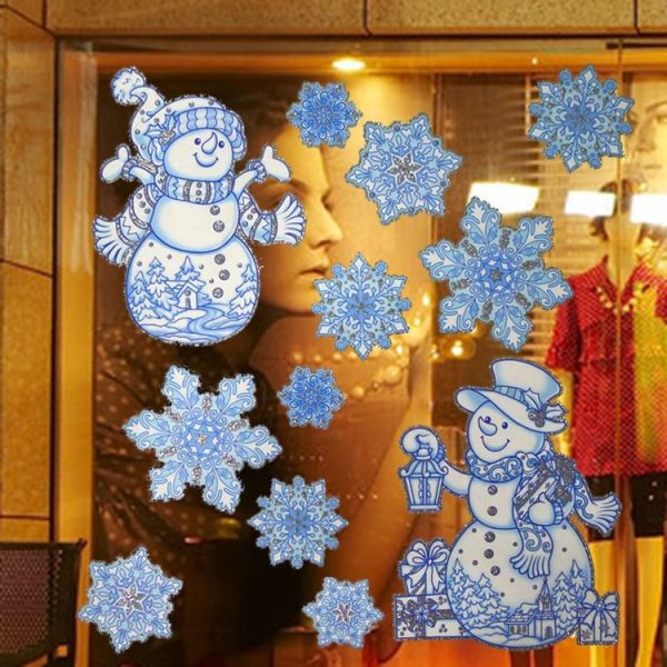 Christmas Series Snow and Snowman Pattern Glitter Window Stickers, Size: 41cm*29cm - Image 3