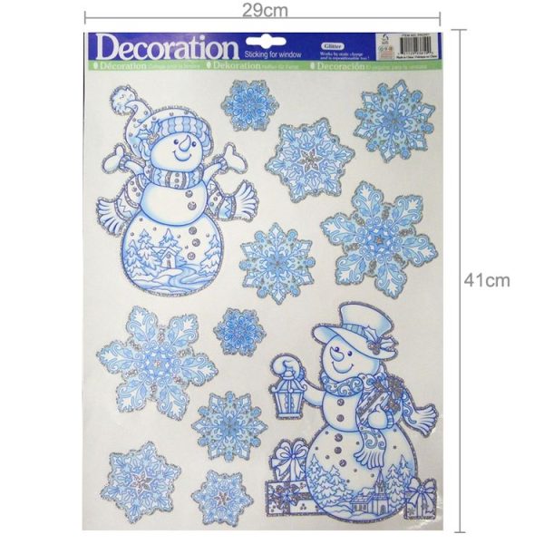 Christmas Series Snow and Snowman Pattern Glitter Window Stickers, Size: 41cm*29cm - Image 6