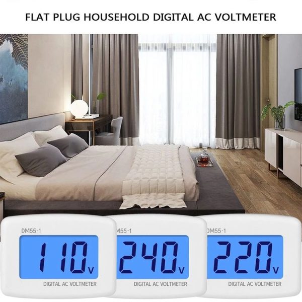 DM55-1 LCD AC Digital Voltage Meter Voltmeter, Measure Range: 110V-300V, EU Plug - Image 7