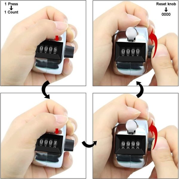 Retro Style 0.8 inch 4-digit Screen Mechanical Manual Metal Counter - Image 3