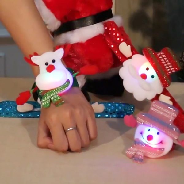 Santa Style Flash Light Merry Christmas Slap Pat Circle Wristband (Flannel Light Santa Claus) - Image 2