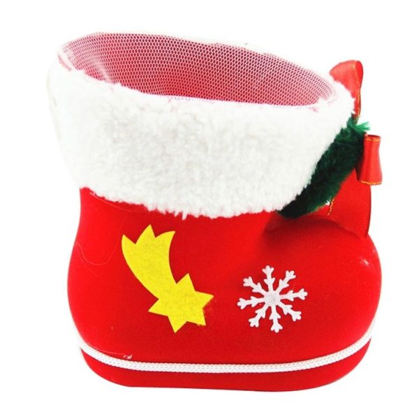 Santa Pattern Christmas Decoration Flocking Stocking Boot Candy Bag, Size: 13cm x 10cm x 7cm - Image 2