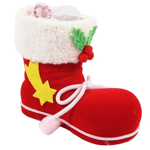 Santa Pattern Christmas Decoration Flocking Stocking Boot Candy Bag, Size: 13cm x 10cm x 7cm - Image 3
