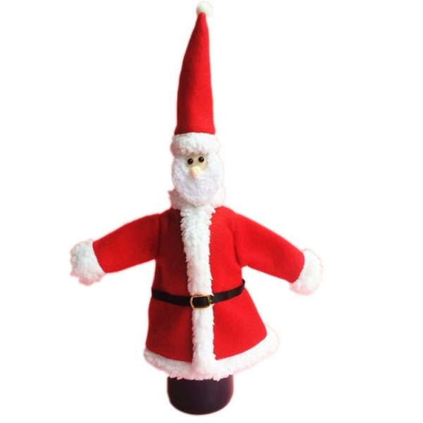 Christmas Dinner Table Santa Decoration Cloth Plush Champagne Wine Bottle Bags Sets - Image 2