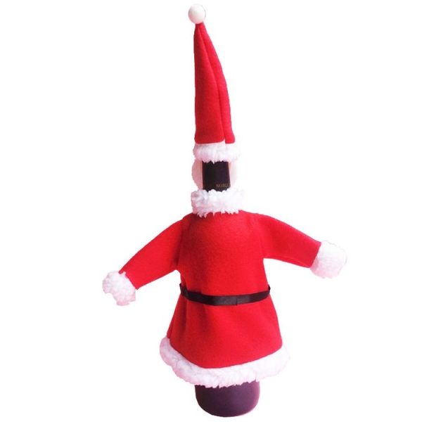 Christmas Dinner Table Santa Decoration Cloth Plush Champagne Wine Bottle Bags Sets - Image 3