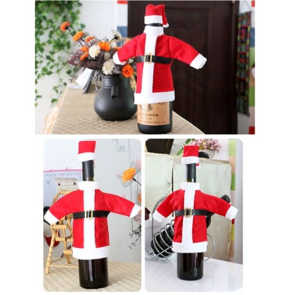 Christmas Dinner Table Santa Decoration Cloth Plush Champagne Wine Bottle Bags Sets - Image 6