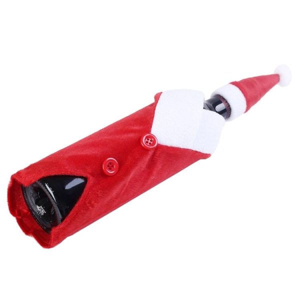 Buttons Cloth Wedding Christmas Dinner Table Flannel Plush Champagne Wine Bottle Bags Sets - Image 3