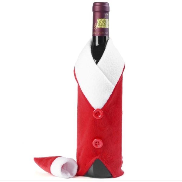 Buttons Cloth Wedding Christmas Dinner Table Flannel Plush Champagne Wine Bottle Bags Sets - Image 5