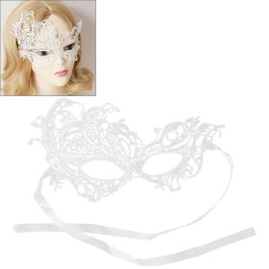 Sexy Girl Eye Mask Lace Venetian Masquerade Ball Party Fancy Mask (White)