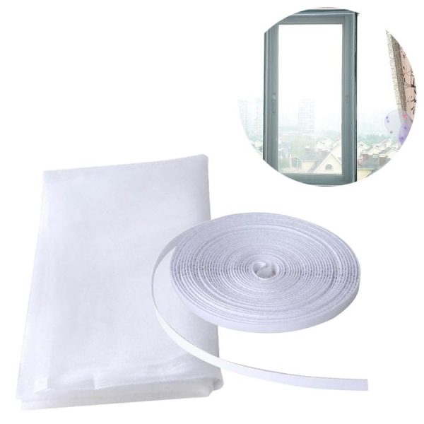 DIY Polyester Fly Screen / Window Screen Hook and Loop Fastener Mosquito Net (White)