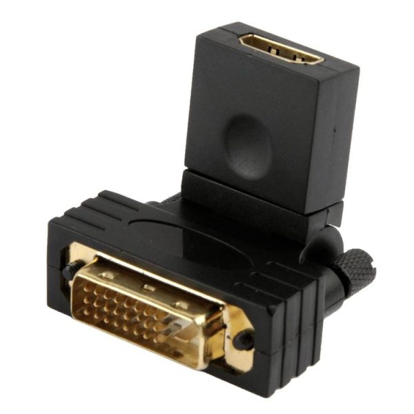 360 Degree Rotation Gold Plated DVI 24+1 Pin Male to 19 Pin HDMI Female Adapter - Image 2